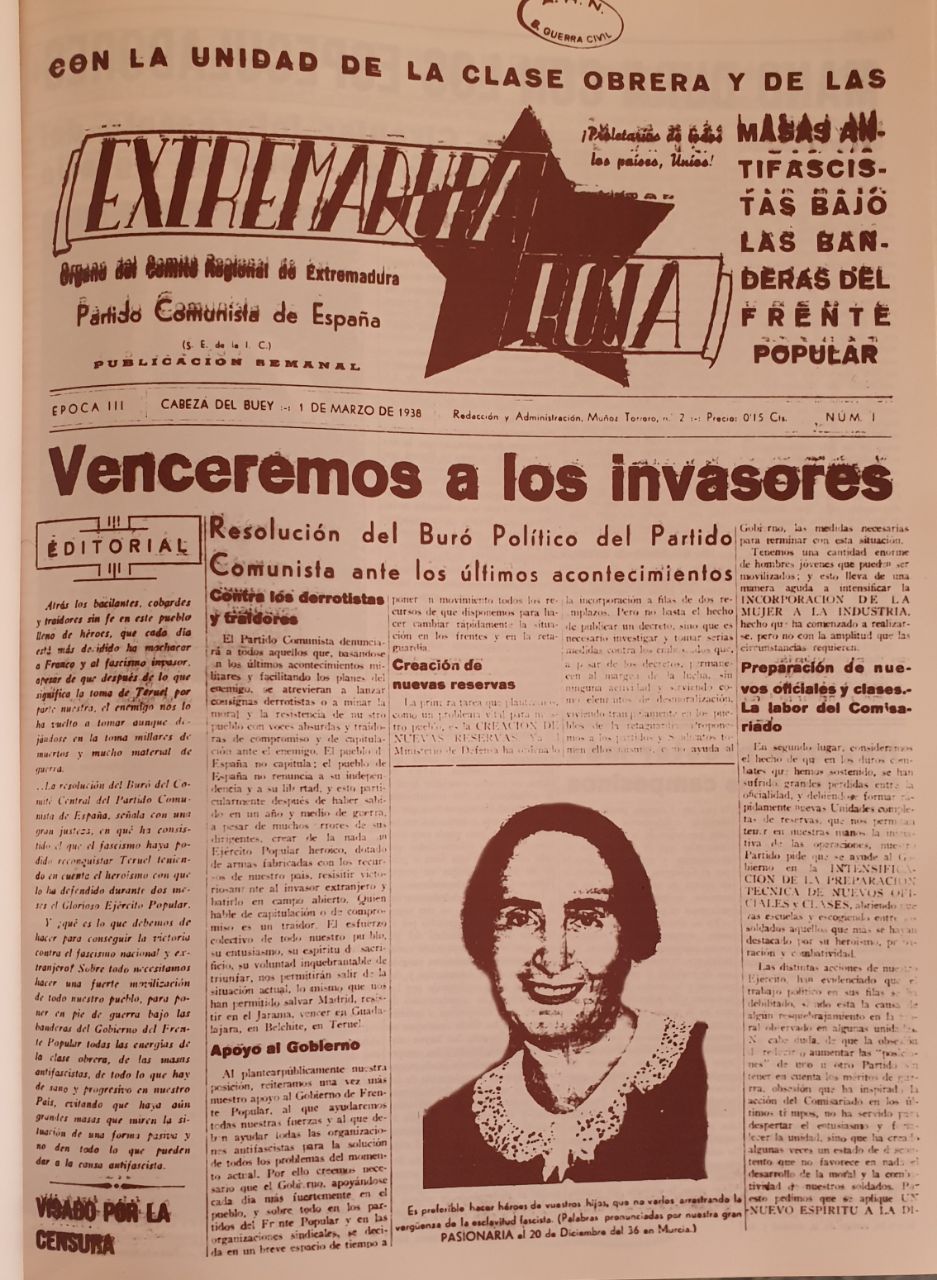 Extremadura Roja. Órgano del Comité Regional de Extremadura del Partido Comunista de España.